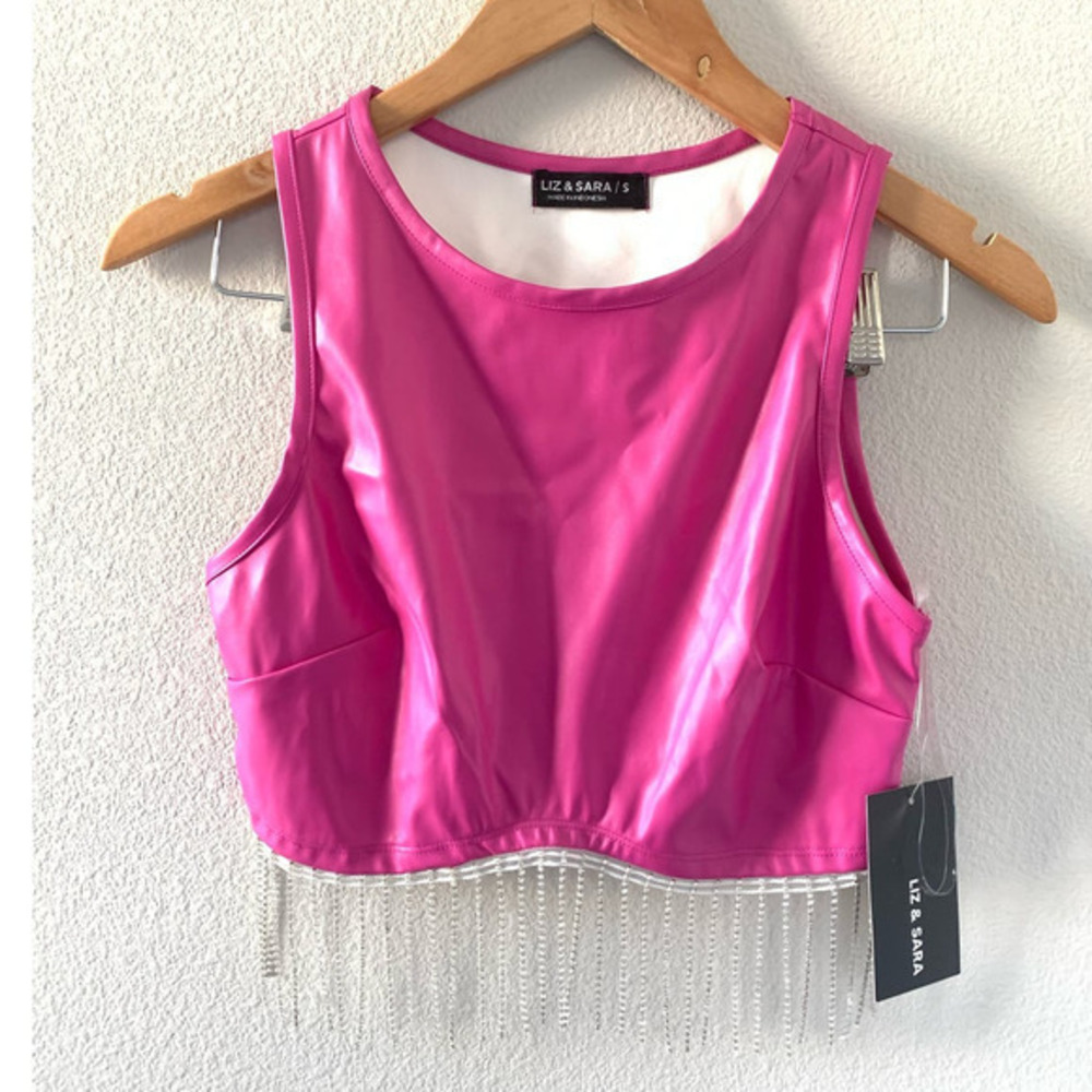 LIZ &‎ SARA Hot Pink Halter Tank Top